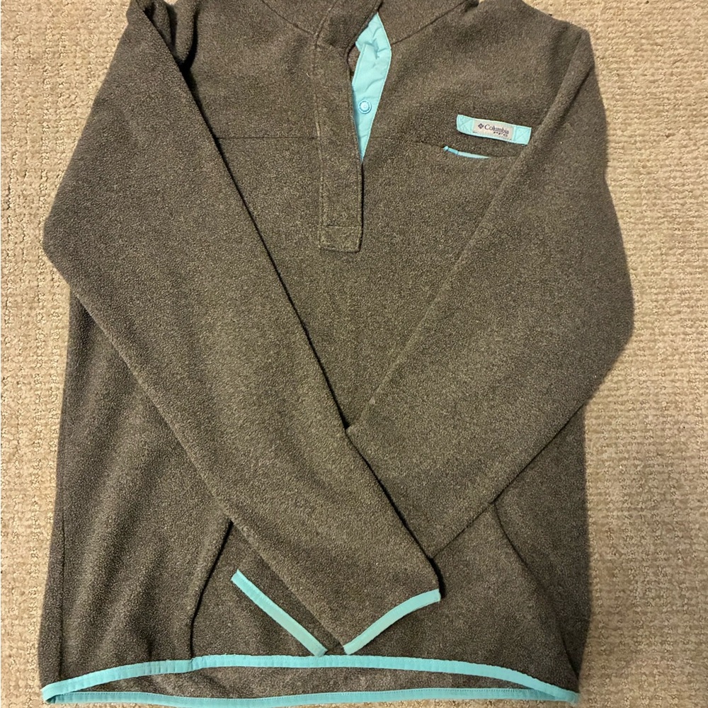 Columbia Brown Fleece with Teal Trim